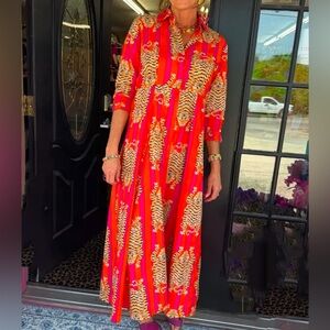 Little Tibet Boutique Orange and Pink Tiger Dress